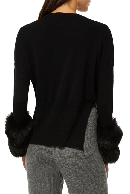Fur-Trimmed Wool Sweater